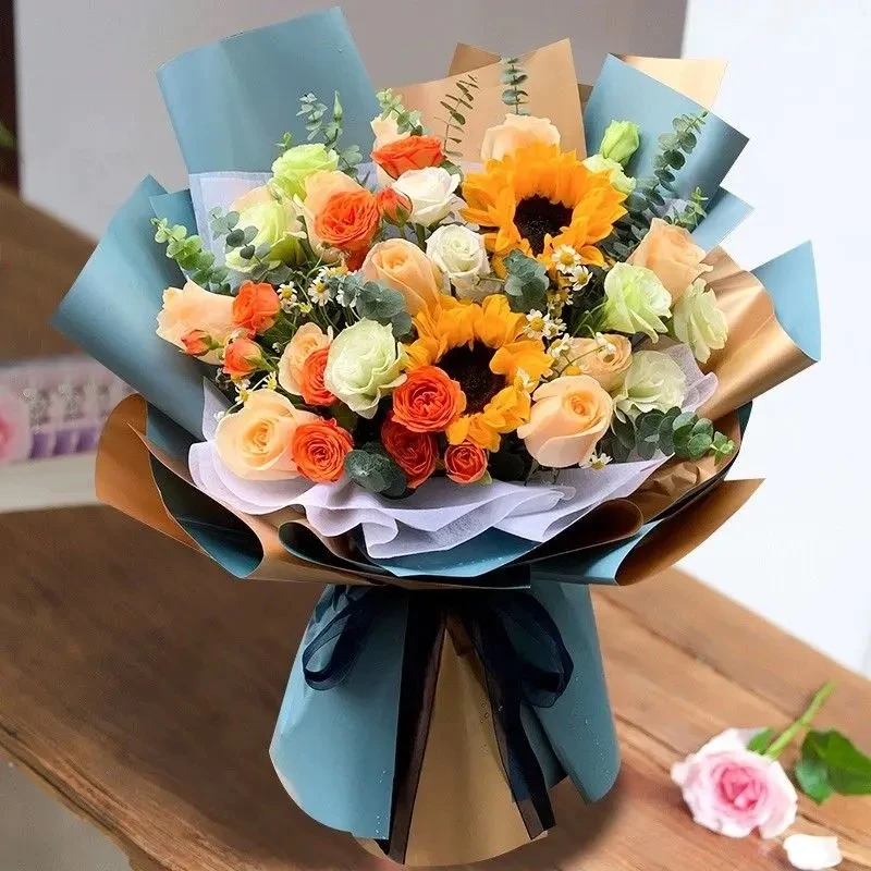 【一路向阳】向日葵香槟玫瑰混搭花束生日鲜花全国同城花店速递外卖