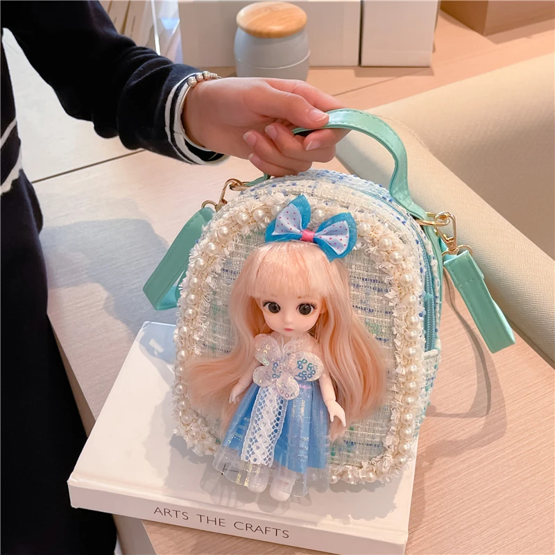 儿童珍珠迷你小包包女孩单肩包宝宝斜跨包可爱双肩包多用零钱包包