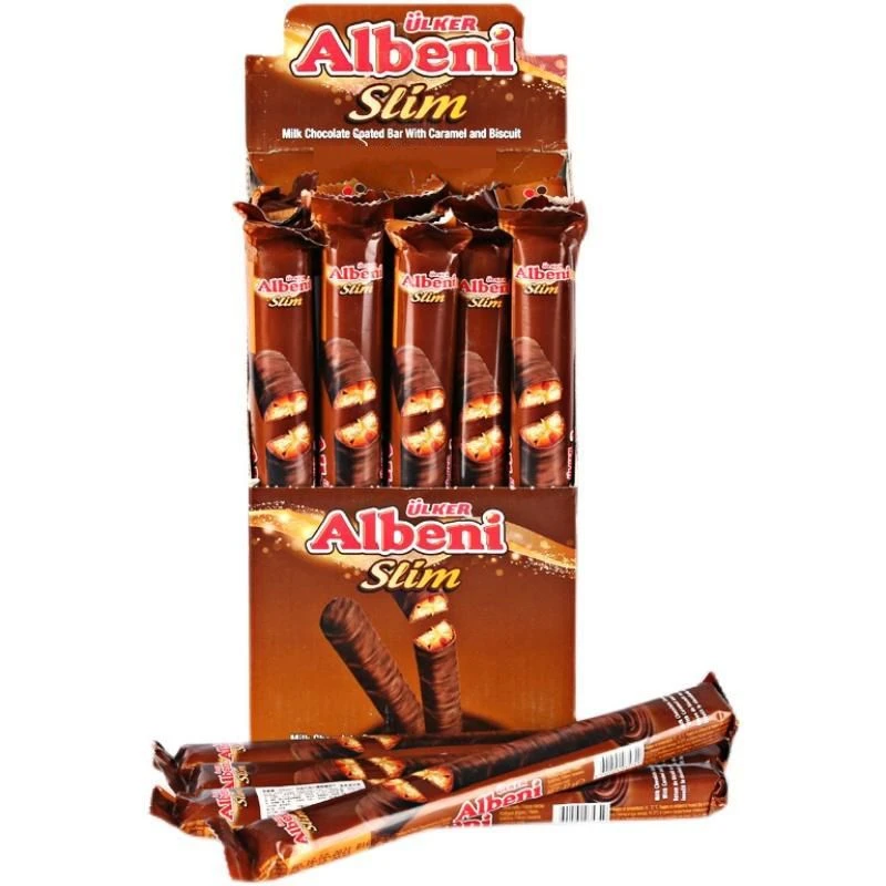 ULKER/优客土耳其进口albeni营养牛奶巧克力棒焦糖饼干零食47g