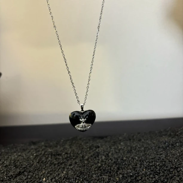 铜合金合成锆石项链 黑色星球项链XL1750-67