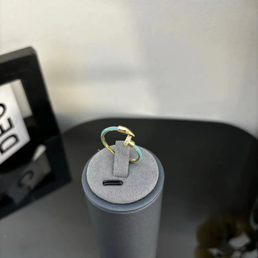 铜合金珐琅戒指 蓝色钉钉戒指JZ1422-C011