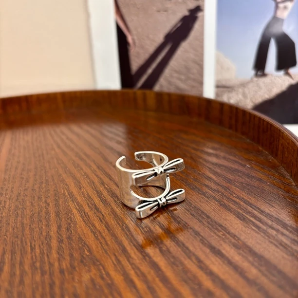 铜合金戒指 双蝴蝶结宽戒指JZ1544