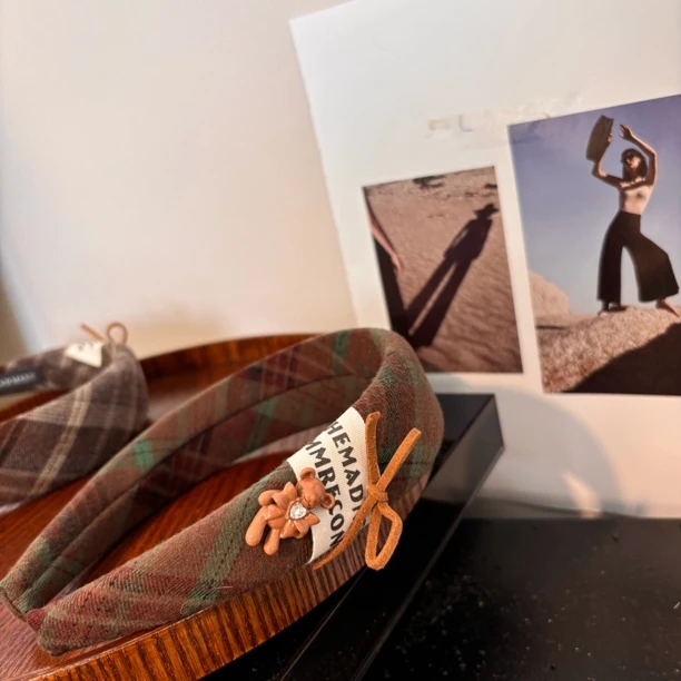 格子小熊蝴蝶结发箍FG047