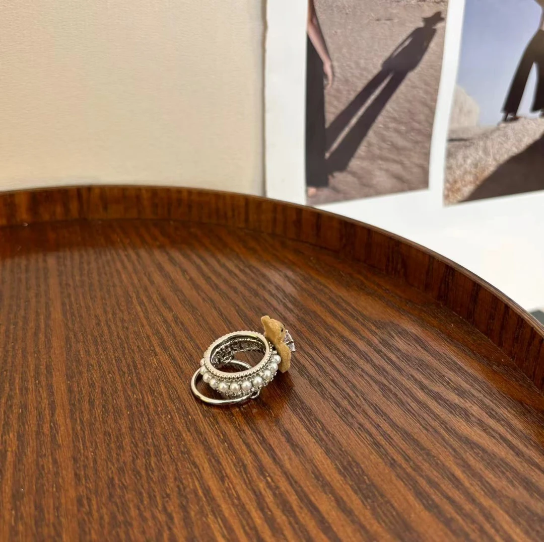 铜合金合成锆石戒指 多层卡其小熊zz戒指JZ1677