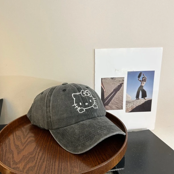 灰色牛仔KT猫帽子MZ038