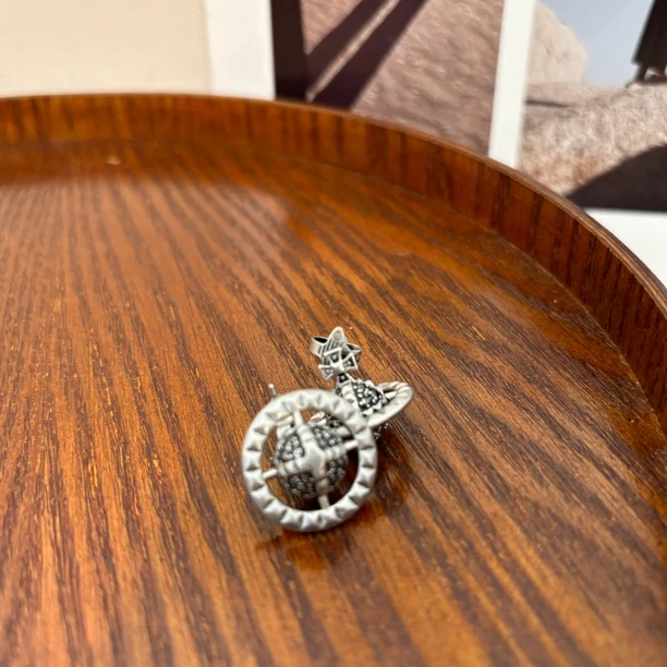 铜合金合成锆石耳饰 复古亚面星球耳环EH2035