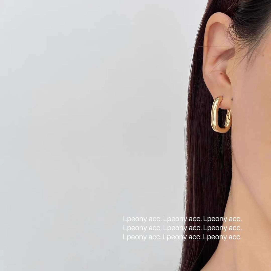 黄铜耳饰 028 简约时尚U型椭圆耳扣潮流气质百搭耳饰女ins