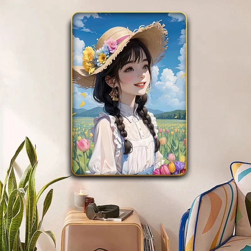 云朵N103田园清新女孩花卉卧室走廊挂画玄关客厅装饰挂画FL-20