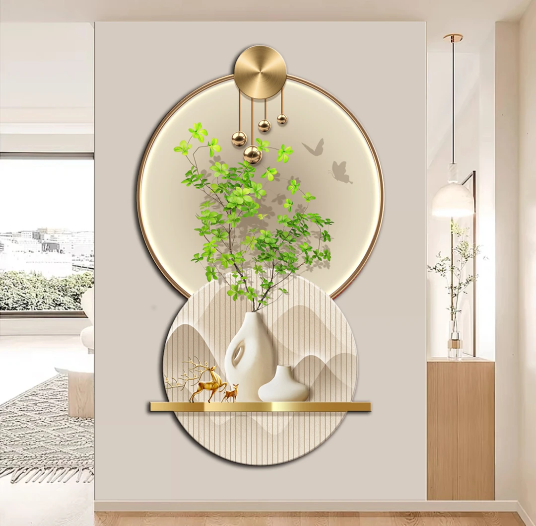 D168绿植入户玄关装饰画现代简约正对门玄关画2025网红玄关挂画