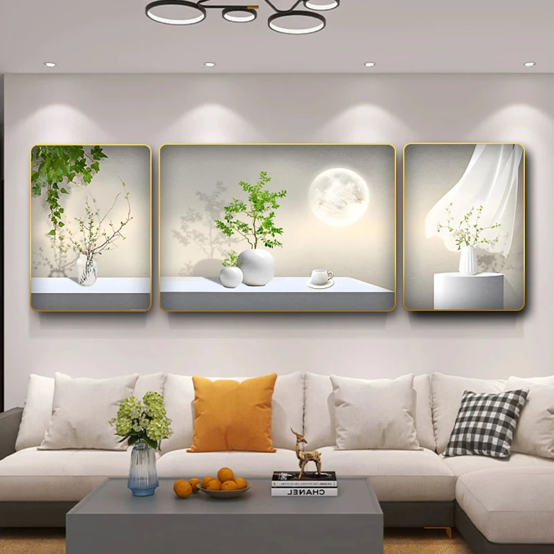 云朵K088现代客厅装饰画绿植沙发背挂画小清新三联画装饰画JL