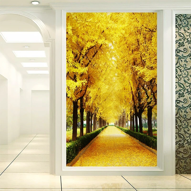 【玄关画】黄金大道发财树16合集装饰画镶钻晶瓷画走廊玄关墙挂画