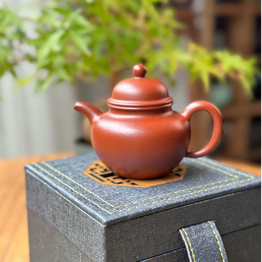 全手工小煤窑朱泥掇球100cc紫砂泥壶