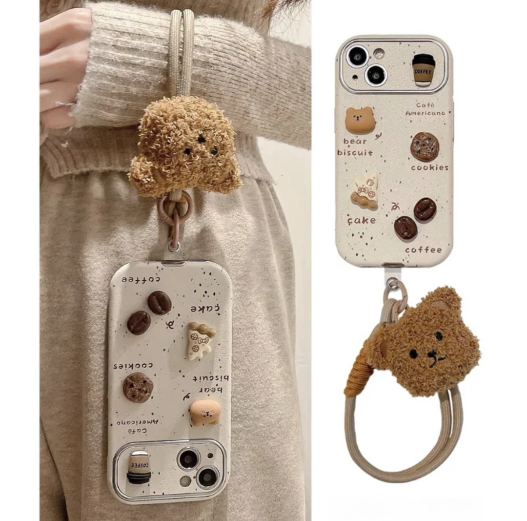 可爱全包小熊iPhone17promax防摔软壳13手绳皮纹全包镜头16promax