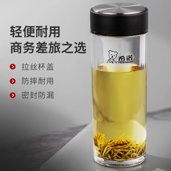 希诺塑料杯加厚耐摔大容量水杯密封杯带盖防漏车载便携简约随手杯