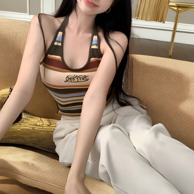 蛇年新款法式性感针织洋气背心女短款修身内搭无袖美背挂脖小吊带