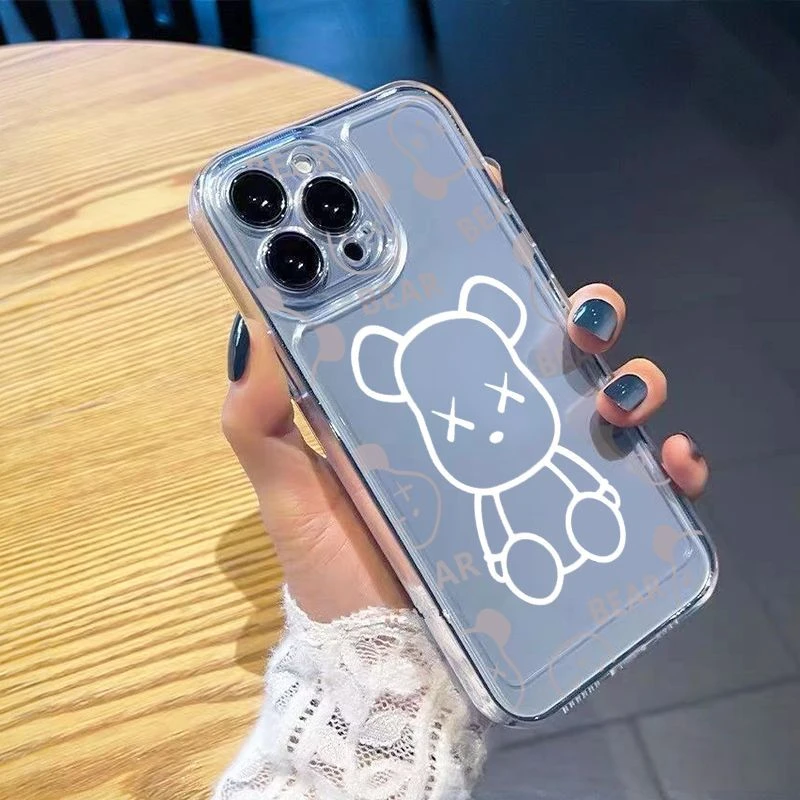 iPhone15ProMax卡通暴力熊手机壳苹果14plus硅胶13PRO透明78P高级