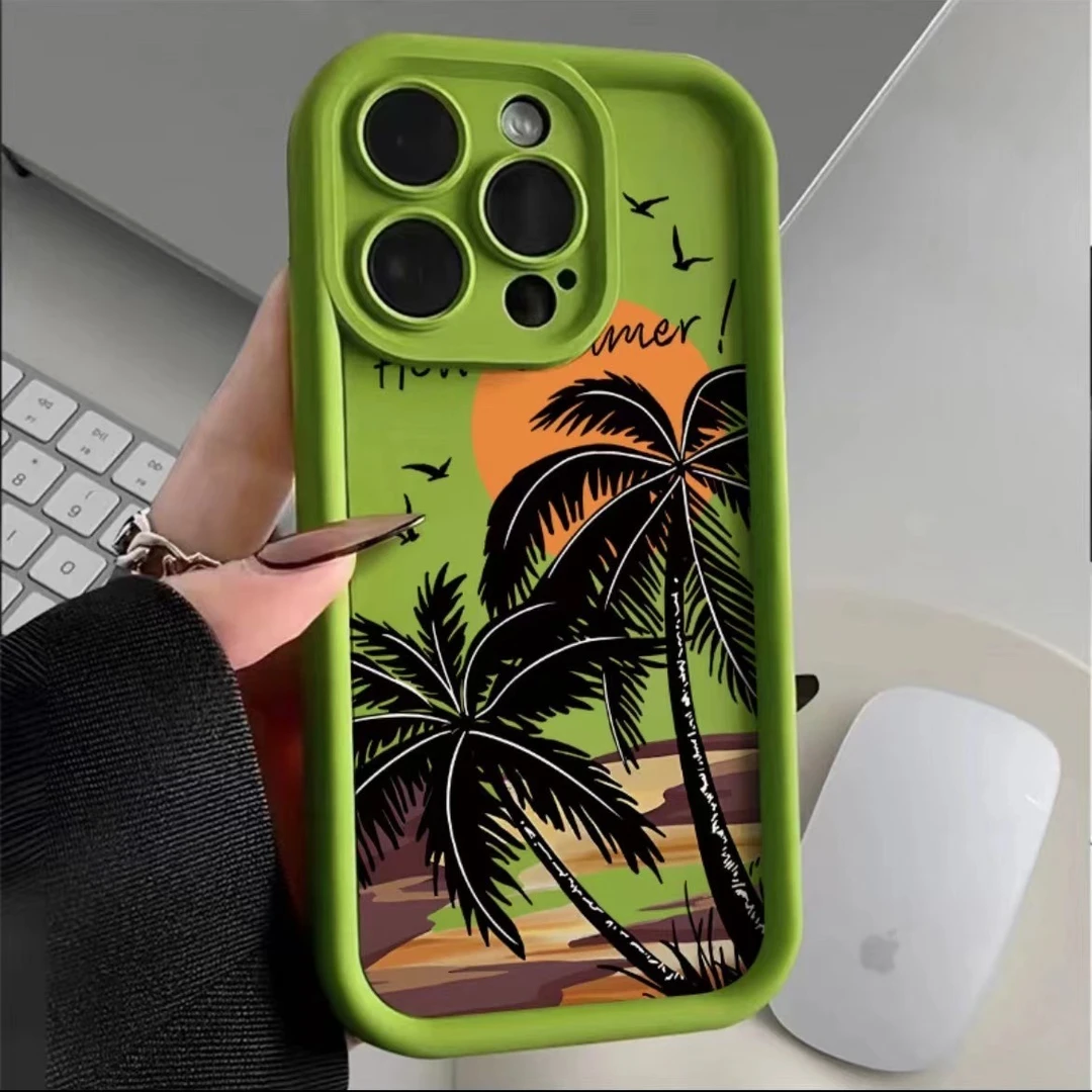 落日椰子新款苹果14promax手机壳iphone15pro网红12高级11磨砂13