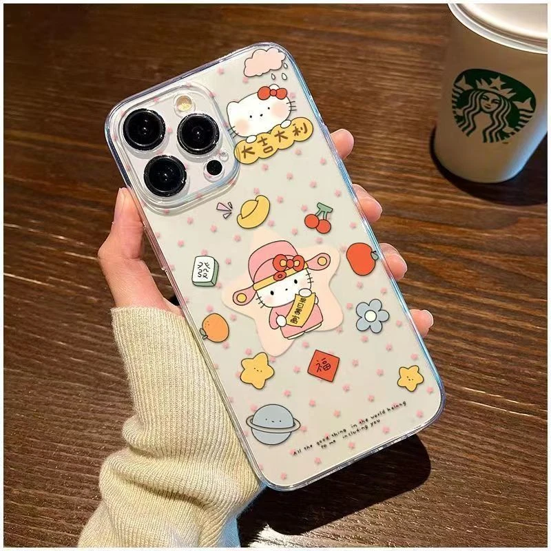 卡通财神凯蒂猫苹果14手机壳iPhone15ProMax女苹果13PRO防摔XSMAX