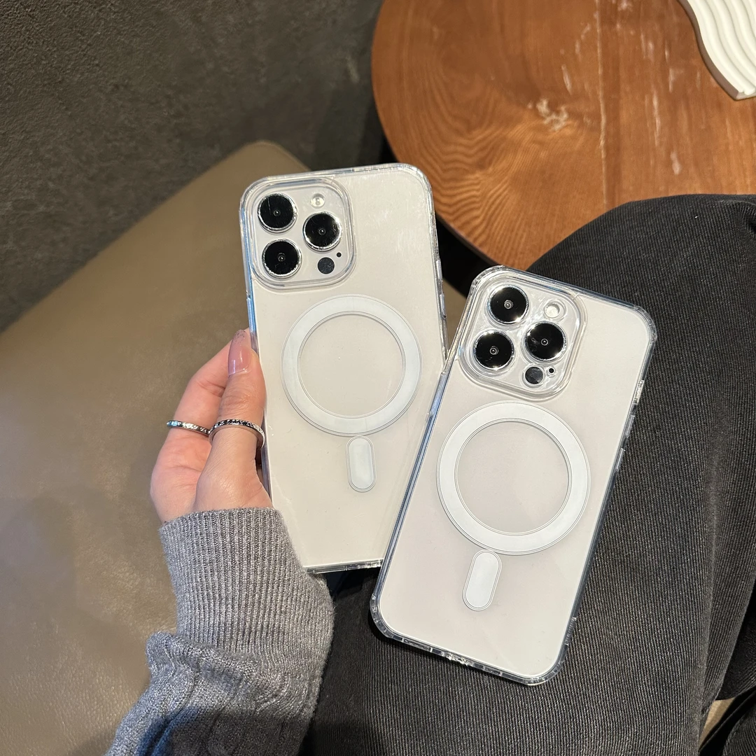 网红Magsafe磁吸苹果15pro手机壳透明iphone13防摔12全包11轻奢Xr