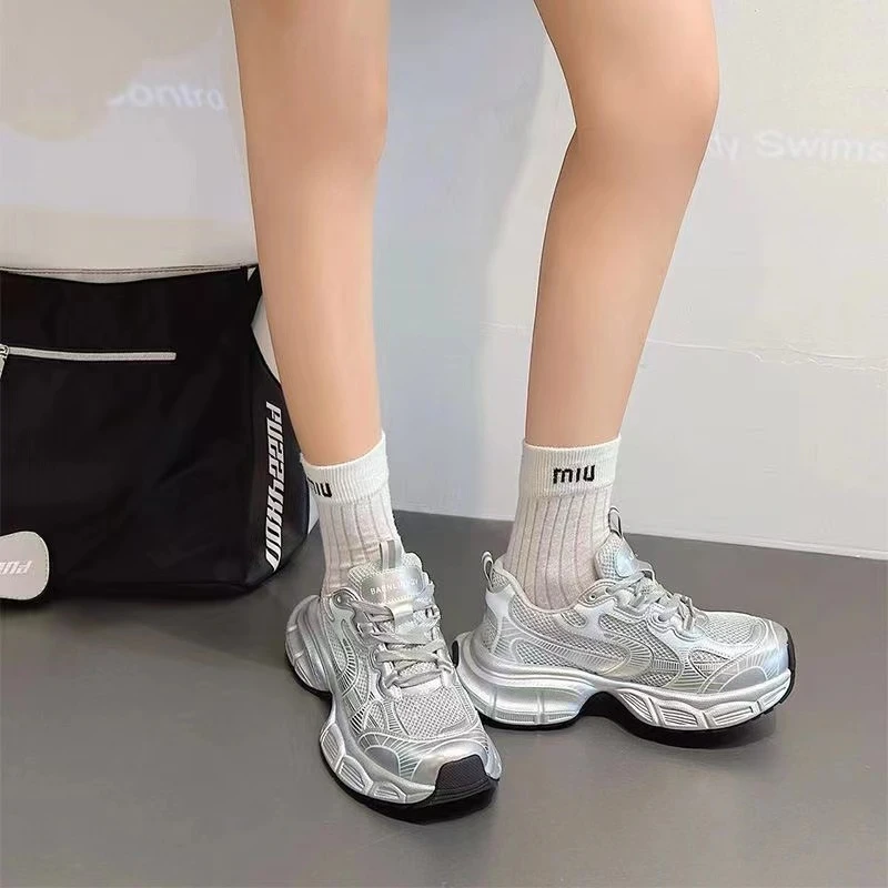 夏季潮流网红白搭运动鞋2024新款透气厚底老爹鞋ins休闲鞋