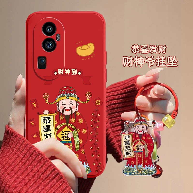 财神爷opporeno10手机壳PHW110创意情侣新年款女男简约直边软壳潮