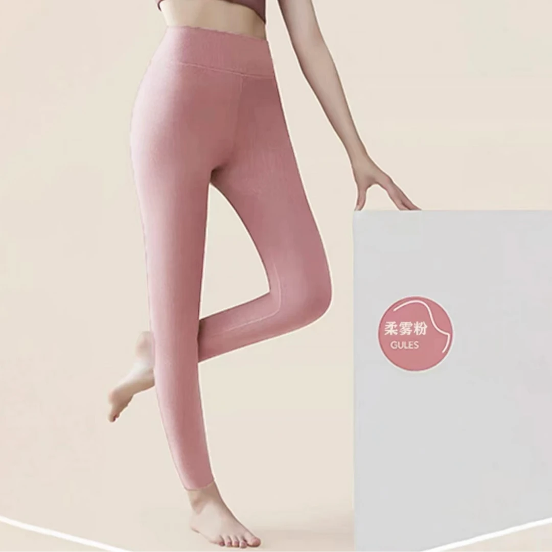 冬季加绒新款高腰内穿女款德绒秋裤自发热保暖打底裤