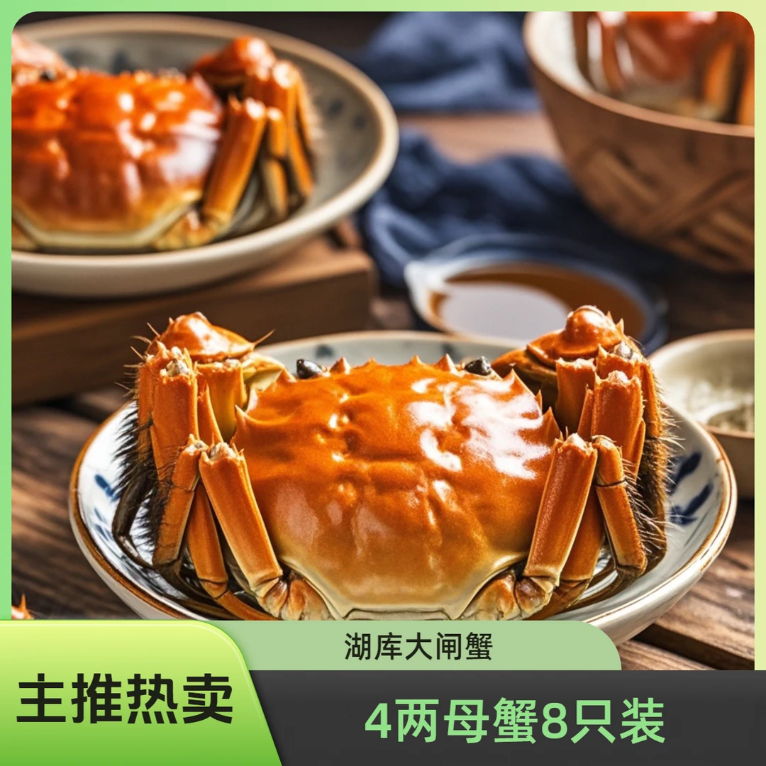 大通湖精品大闸蟹(3.7-4两)全母蟹8只螃蟹鲜活现发螃蟹