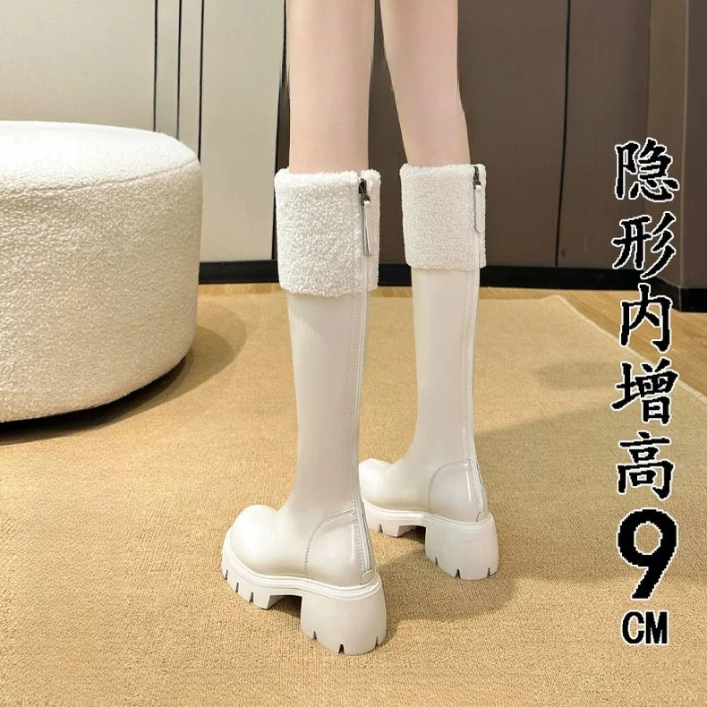 内增高长筒靴女2025加绒冬季厚底小个子长靴子女2025靴子女长筒靴