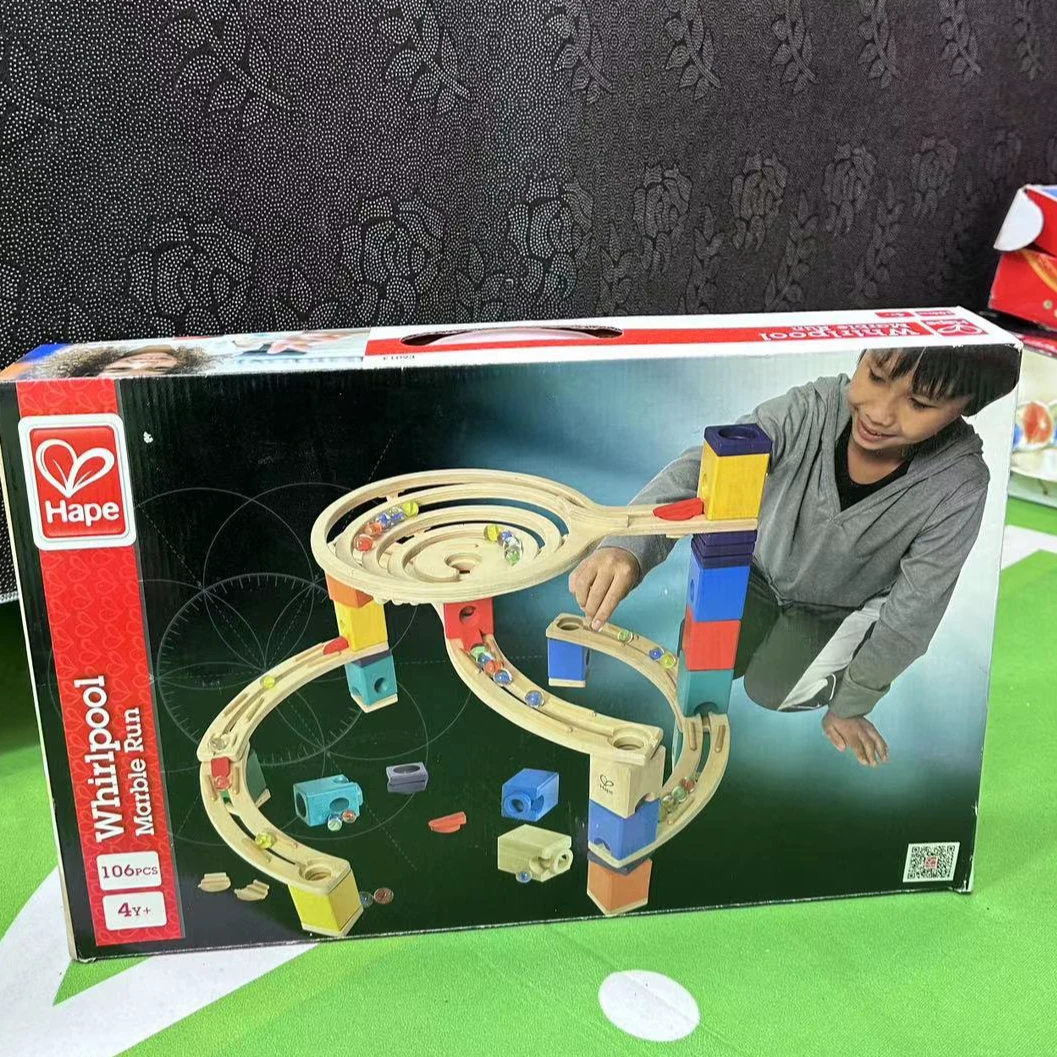 Hape夸得瑞拉弯轨超值套steam滚珠架拼装积木3岁益智科学实验玩具