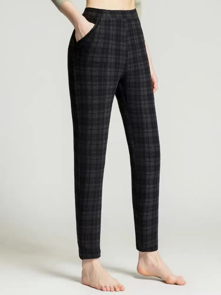 雅鹿25年高腰宽松加厚保暖裤女羊毛外穿裤中老年有兜款睡裤家居裤