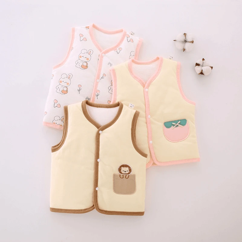 婴儿马甲秋冬款新生幼儿宝宝夹棉保暖背心纯棉加厚小马夹坎肩外穿