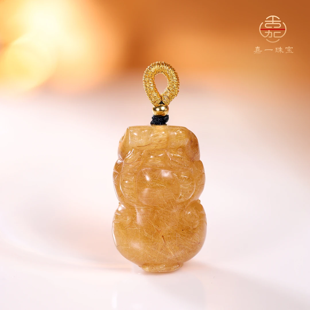 【嘉一珠宝】天然水晶金钛晶吊坠（不含链）（多样性发其一）