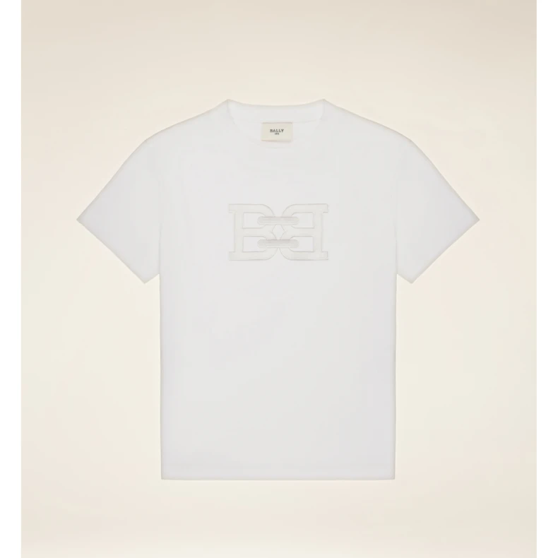 BALLY/巴利女士白色经典圆领LOGO印花T恤6301378-PHD