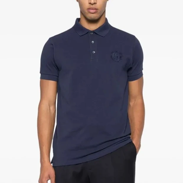 BALLY/巴利男士深蓝色休闲polo衫短袖翻领6306023-HZO