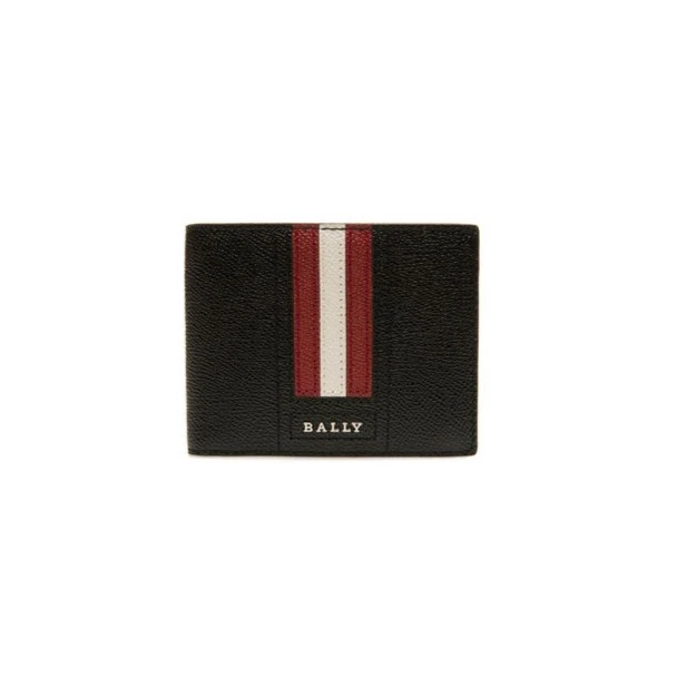 BALLY/巴利男士黑色牛皮经典条纹钱包/6224892-HZO