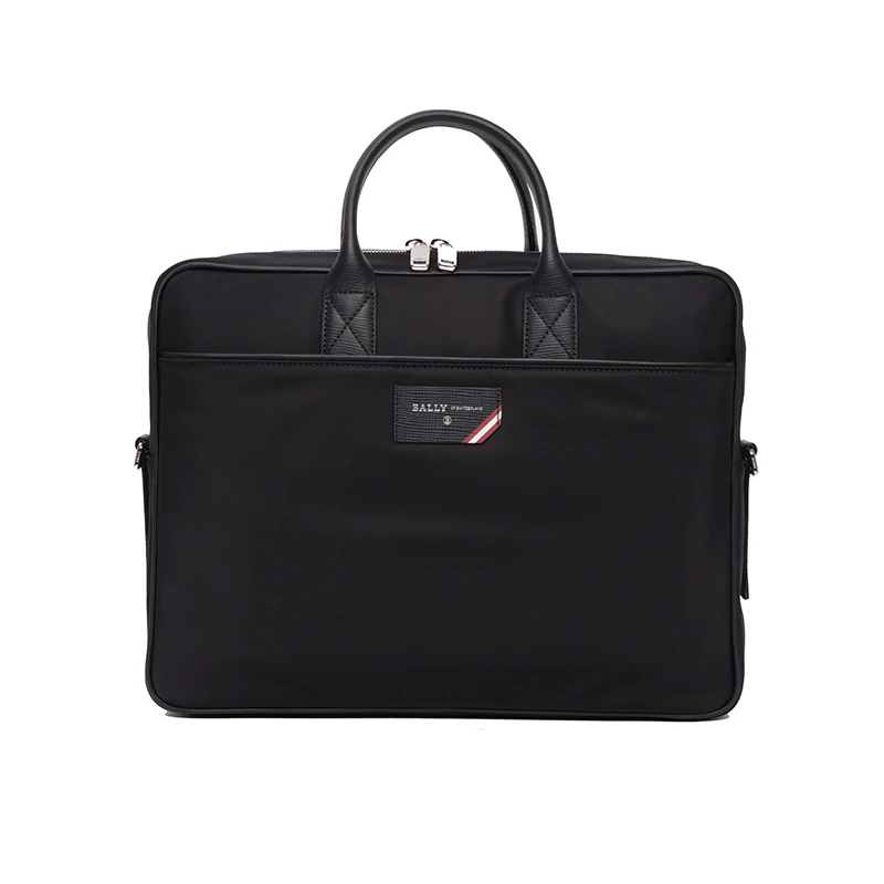 BALLY/巴利男士时尚黑色织物斜跨包手提包6236759-phd