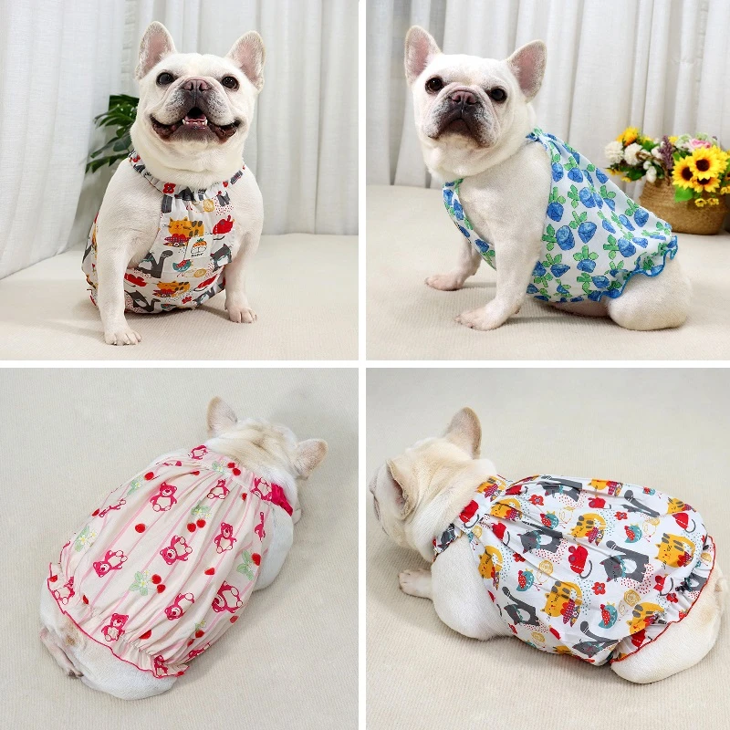 夏季法斗巴哥斗牛犬衣服可爱薄款透气雪纺裙胖狗公主裙子肩带裙潮