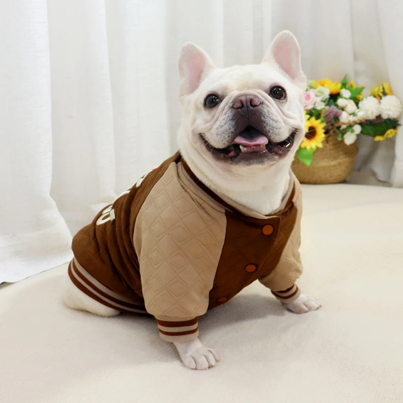 秋冬款加绒加厚外套法斗巴哥斗牛犬衣服胖狗保暖舒适卫衣棒球服潮