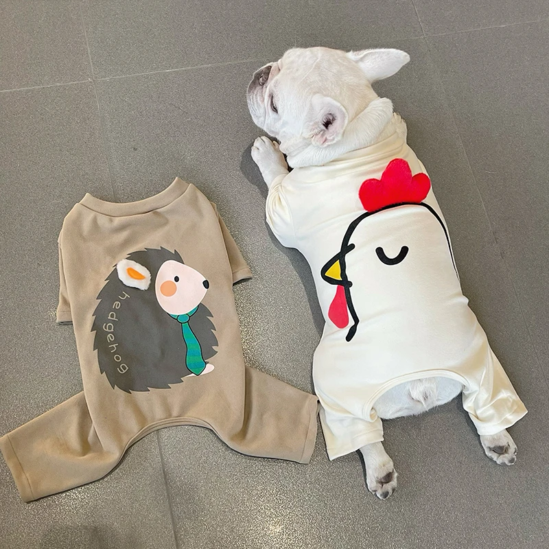 秋款法斗衣服巴哥犬斗牛犬弹力博美四脚衣雪纳瑞舒适保暖可爱睡衣