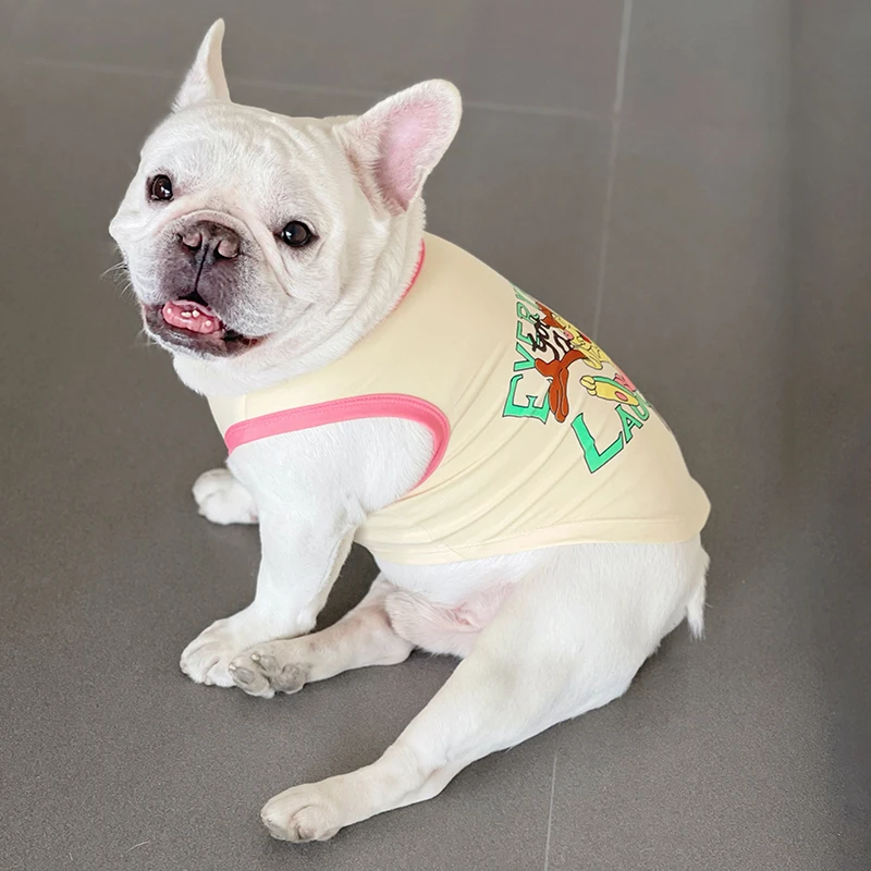 法斗巴哥斗牛犬衣服夏季薄款比熊博美雪纳瑞棉背心可爱吊带衣服潮