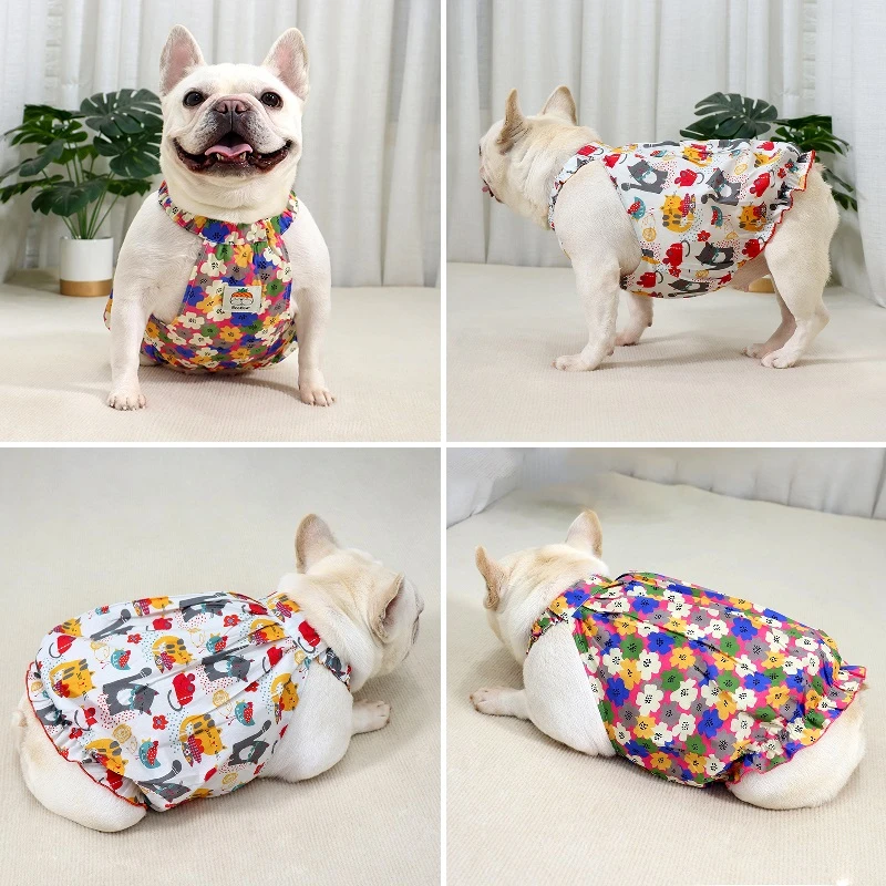 春夏款胖狗法斗巴哥犬斗牛犬雪纺公主裙可爱舒适衣服吊带裙背心裙