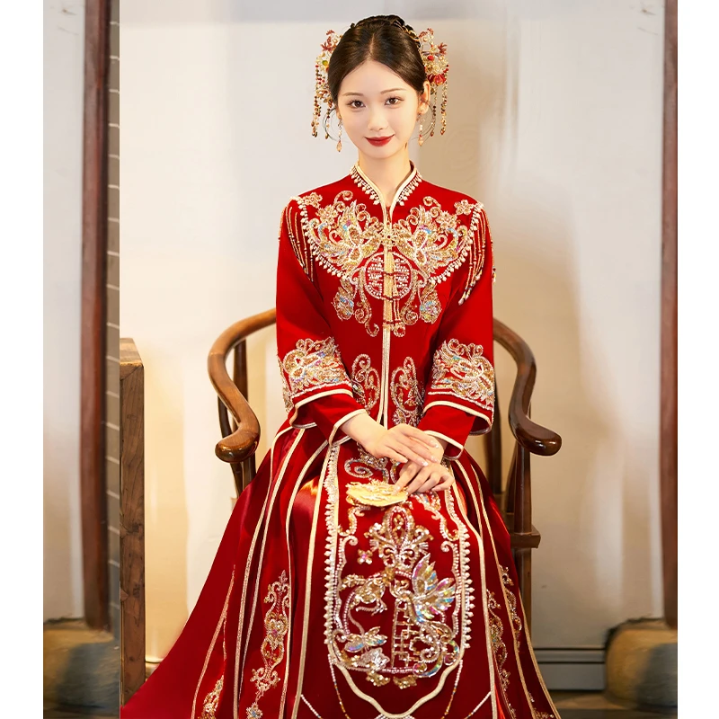 重工秀禾服新娘2023新款结婚嫁衣礼服高级敬酒服奢华复古龙凤褂