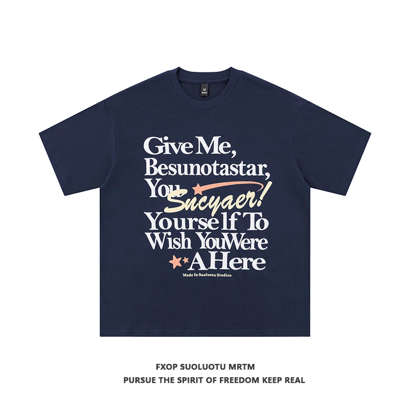 FXOP美式春夏重磅短袖T恤男女高街潮牌宽松百搭印花情侣上衣W630