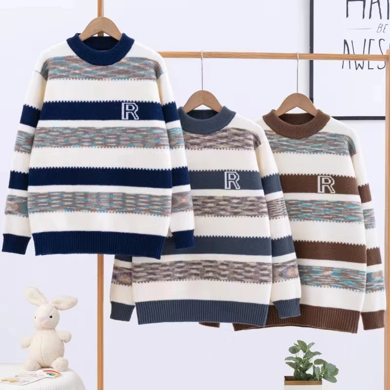 童装毛衣男童加厚儿童毛衣水貂绒中大童装韩国绒毛衣儿童针织毛衣