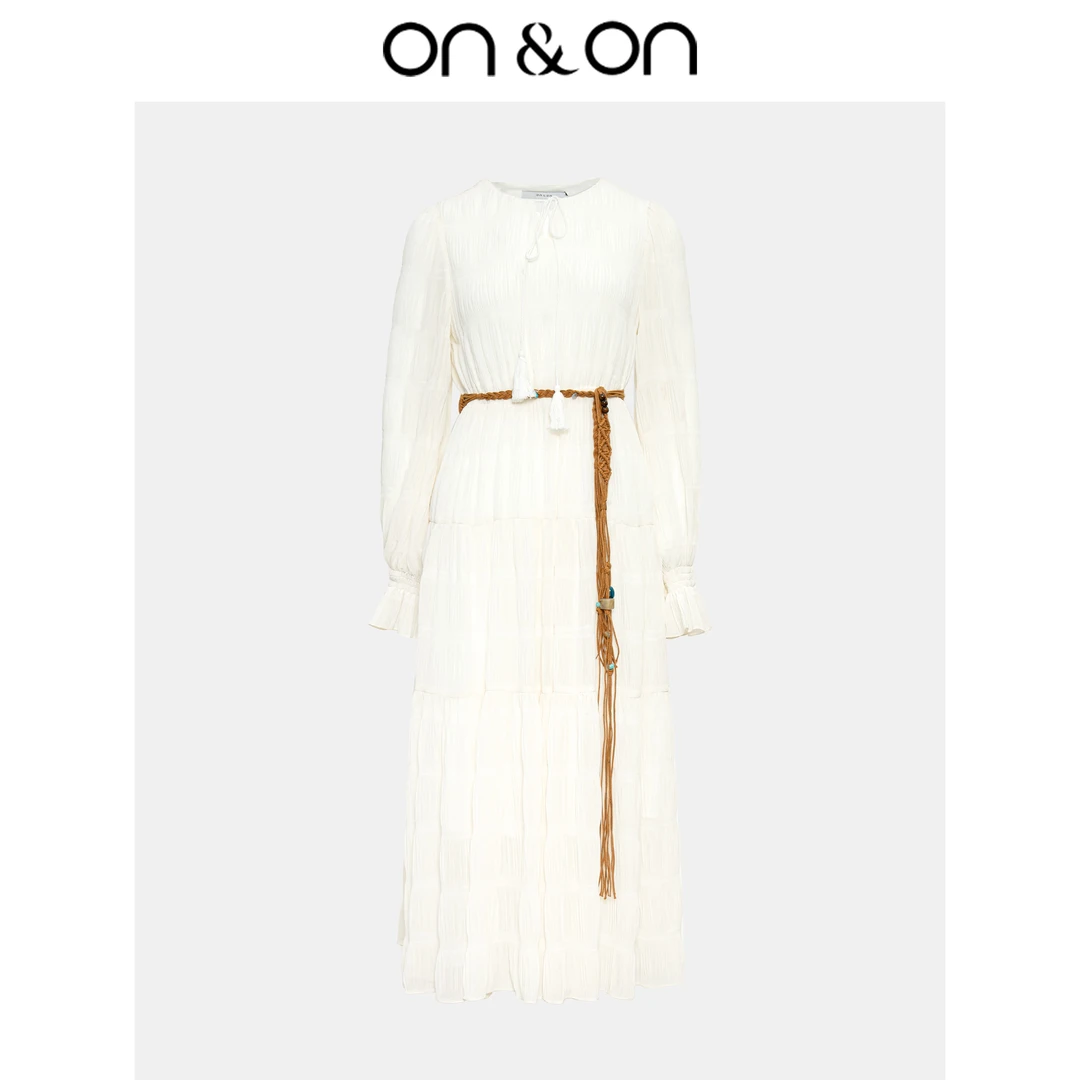 ON&ON/安乃安秋季雪纺缩褶收腰度假风仙品质女装连衣裙-N4SP16121