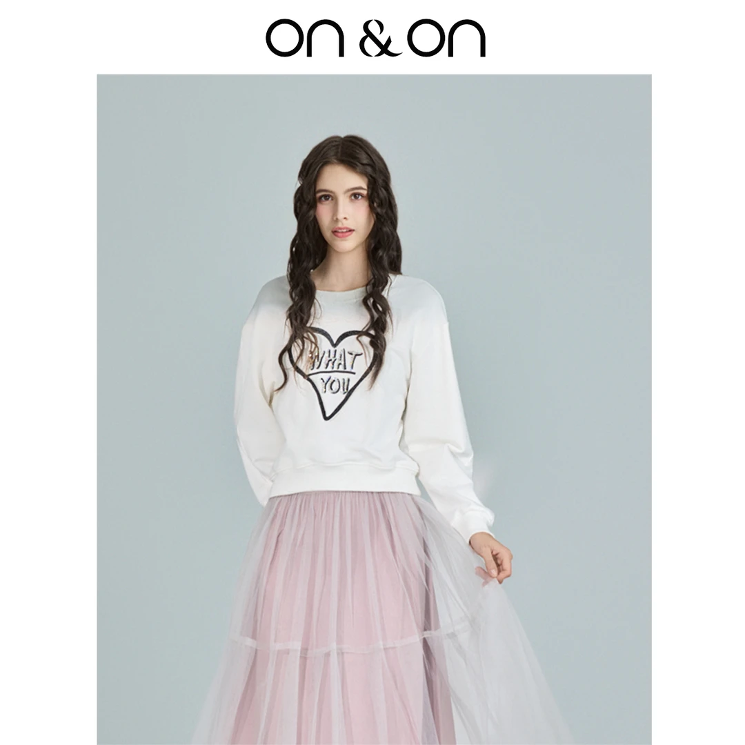 ON&ON/安乃安24秋冬新款爱心绣花时尚减龄镂空针织卫衣-N4SA07252