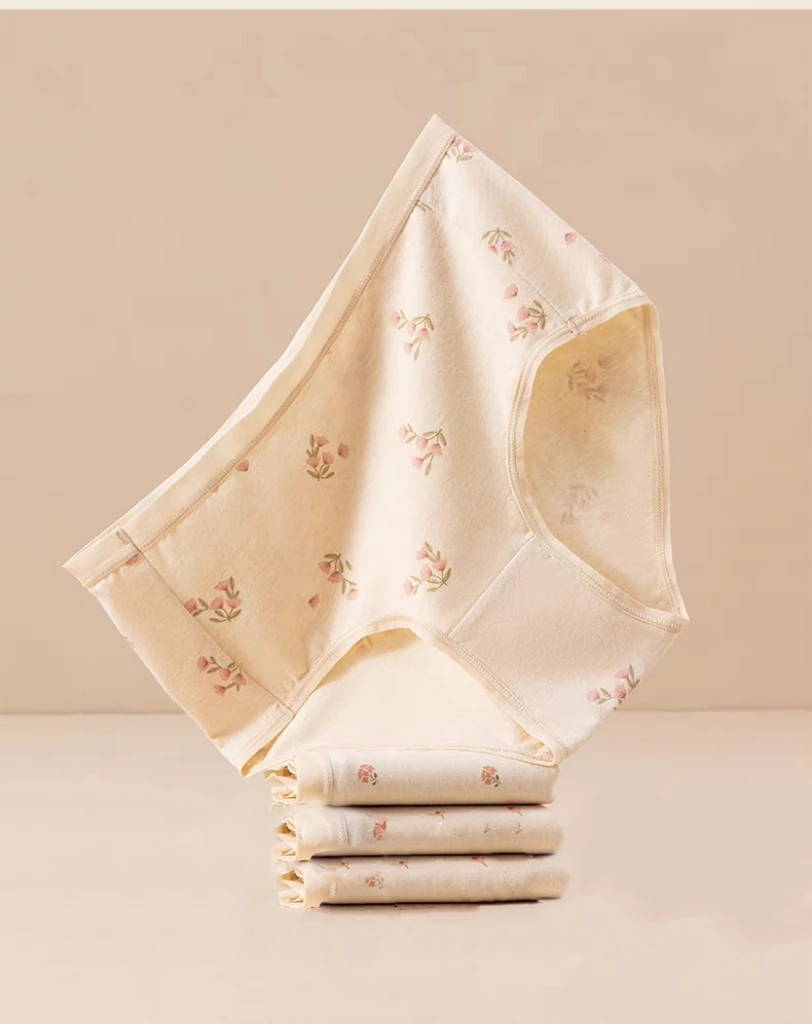 【4条装】女士中腰新疆彩棉内裤无印染 舒适透气