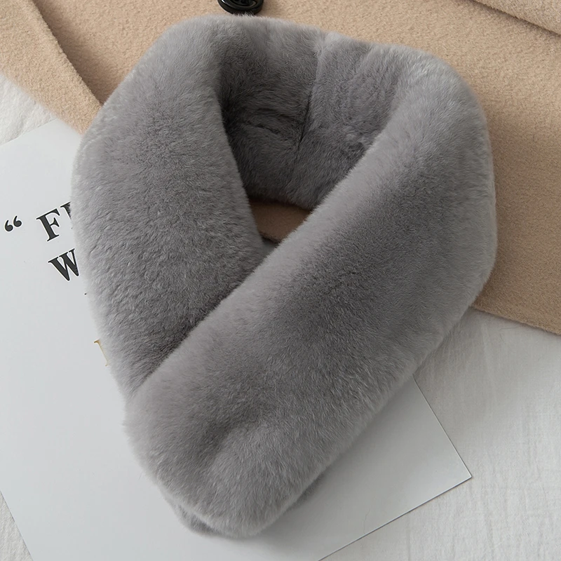 冬双面皮毛围巾男士通用真獭兔毛皮草围巾女保暖围脖毛毛领子短款