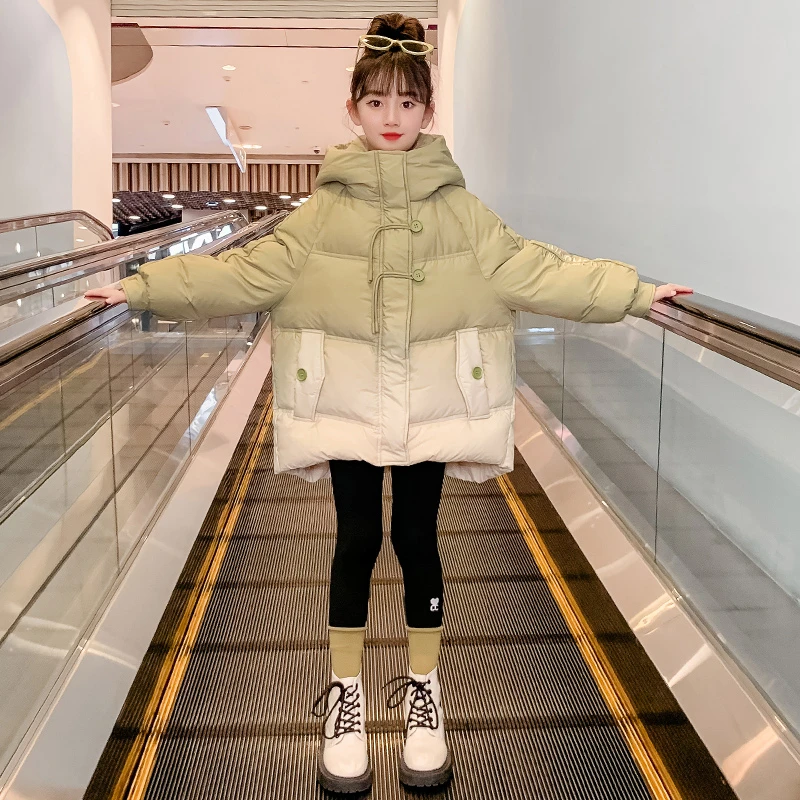 女童加厚冬装2024新款儿童冬季白鸭绒外套儿童羽绒服中长款-6612