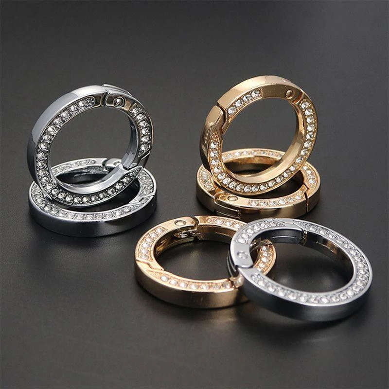 镶钻钥匙扣弹簧扣带钻双面满钻钥匙圈汽车防丢钥匙链diy饰品挂件k